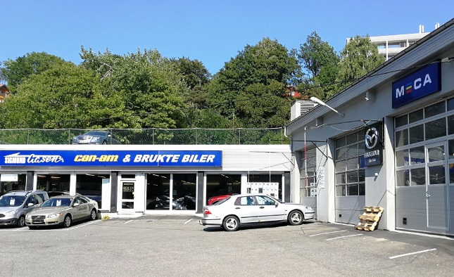 Fasadebilde sommer, Sigmund Aasen, ditt MECA bilverksted i Arendal