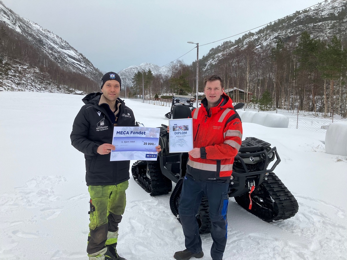 MECA fondets gavesjekk på kr. 25 000,- ble delt ut til Haugsvær Auto AS på vegne av Bjørn West IL